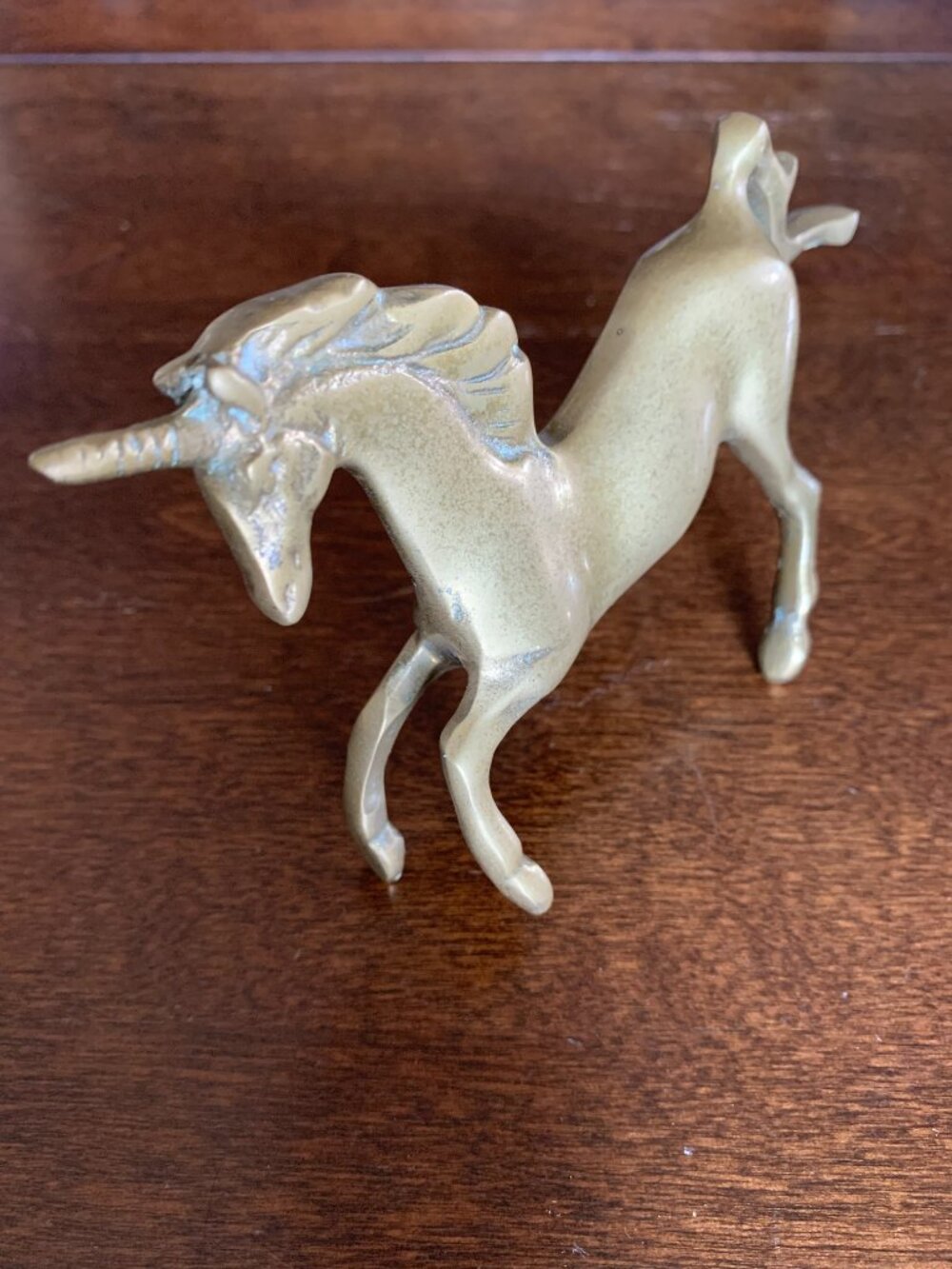 Vintage Solid Brass PRANCING UNICORN 3 1/2" High Home Decor Magical Fantasy